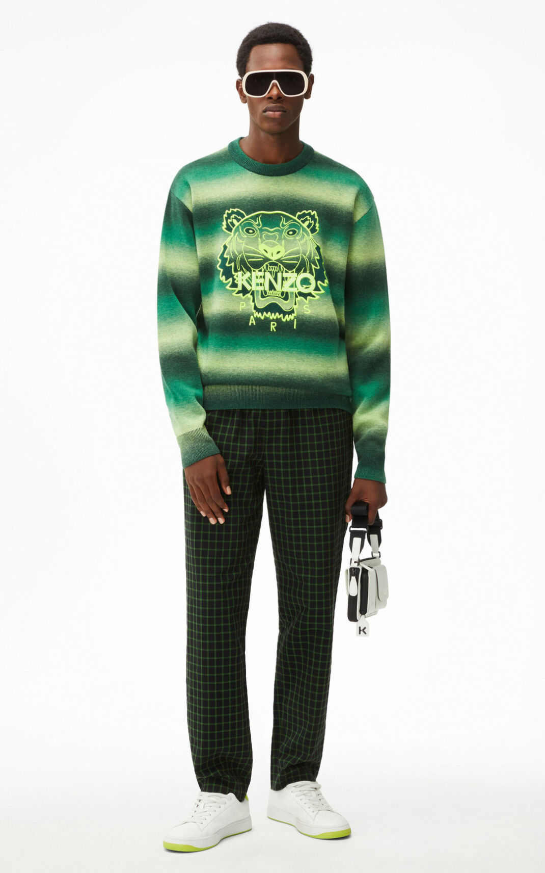 Kenzo Tiger striped Kazak Erkek Koyu Haki | 0284-XOQDN